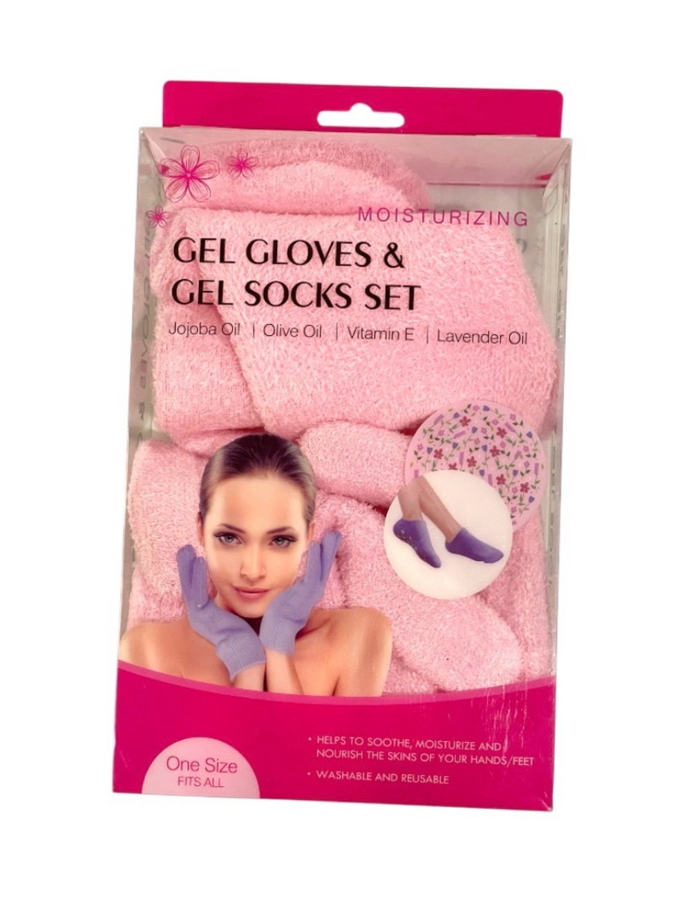 Moisturizing Gel Gloves & Gel Socks Set - Pink